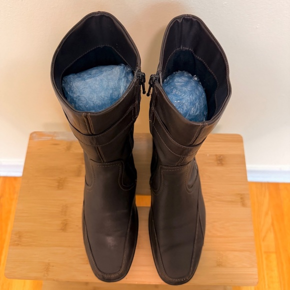 ECCO Brown Leather Mid-Calf Boots - Picture 5 of 10